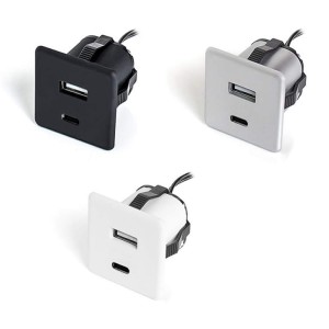 Ładowarka 2x USB-A, USB-C wpuszczana do płyty