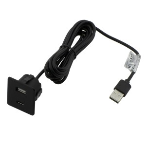 Ładowarka wpuszczana biurkowa HUB 2x USB A+C kwadrat
