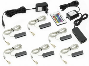 RGB LED glass shelf clips - Set – PVC 6