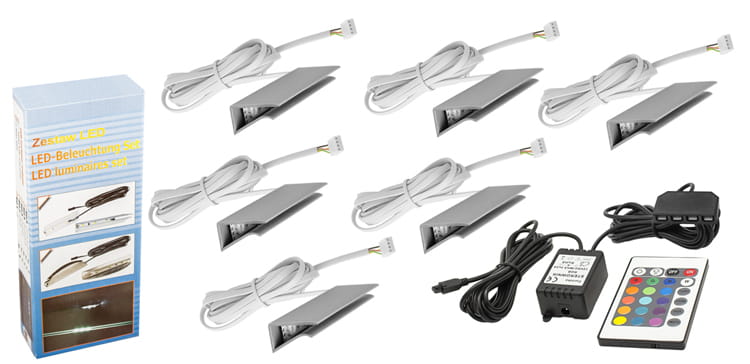 Klipsy do półek szklanych LED RGB - Zestaw – PCV 8
