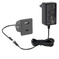 Czarna ładowarka meblowa wpuszczana w blat USB-A i USB-C – zestaw z zasilaczem 15W