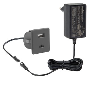 Ładowarka wpuszczana w blat USB-A i USB-C czarna matowa