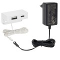 Biała ładowarka meblowa krawędziowa USB-A i USB-C z zasilaczem 15W