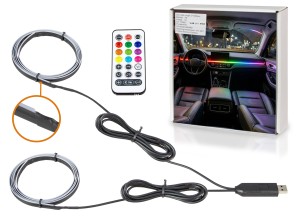 Listwa LED RGB do samochodu Ambient Light USB 2 x 1,2m