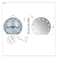 Rysunek techniczny i dokładne wymiary lustra z żarówkami LED SP34 BULB. Schemat montażowy i parametry elektryczne dla wykonawców B2B.