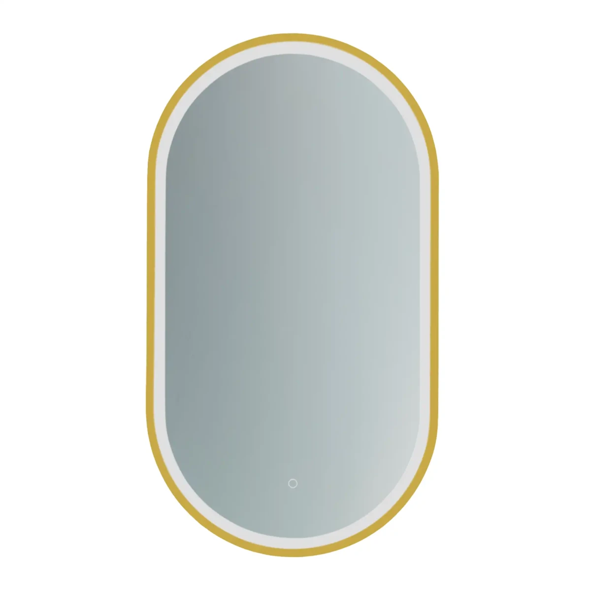 Lustro owalne LED SP29 w złotej ramie matowej 50x90 cm – model piaskowany z podświetleniem. Polski producent luster Furnika.