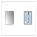 Rysunek techniczny i dokładne wymiary lustra prostokątnego LED SP16 50x80 cm. Schemat montażowy i parametry elektryczne dla wykonawców B2B.