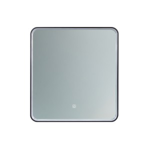 Lustro LED 60x65cm do łazienki w czarnej ramie ze ściemniaczem